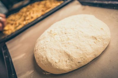 High angle view of bread on table