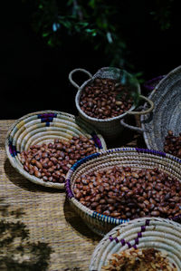 Argan nuts in the traditional bowls