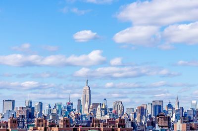 City skyline at sunset