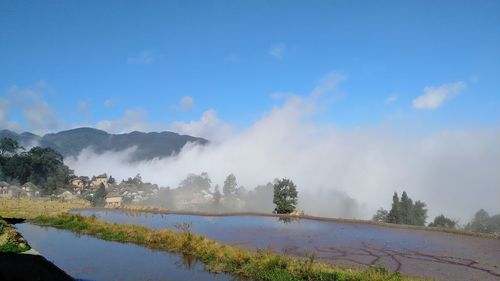 Scenic view of lake against sky