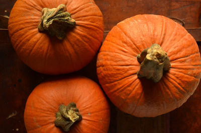 Close-up of pumpkins on table