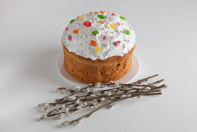 Close-up of cupcakes against white background