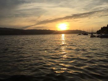 Scenic view of sea during sunset