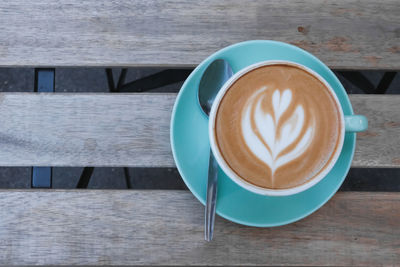 High angle view of coffee on table
