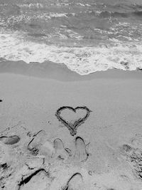 Heart shape on sand at beach