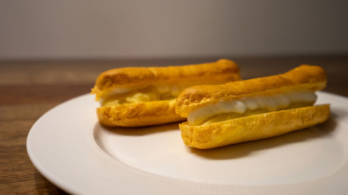 Close-up of dessert in plate on table