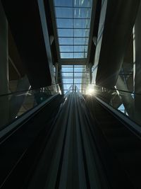 Low angle view of escalator in building