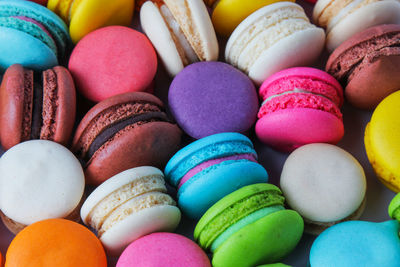 Full frame shot of multi colored macaroons