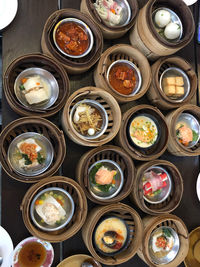 High angle view of food on table