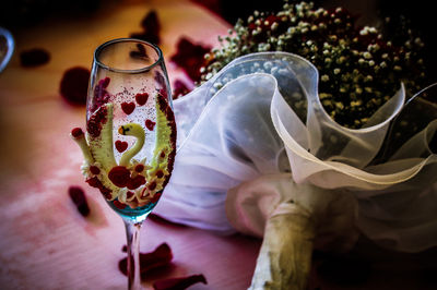 Close-up of flowers on table