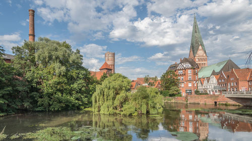 Reflection of buildings in water