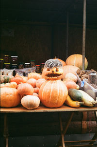 Pumpkins for sale at market stall