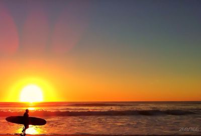 Scenic view of sea at sunset