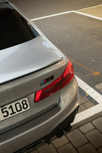 High angle view of car on road