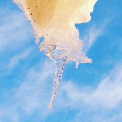 Close-up of water against blue sky