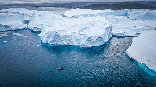 High angle view of frozen sea