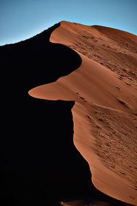 Sand dune profile in contrast in namib desert africa