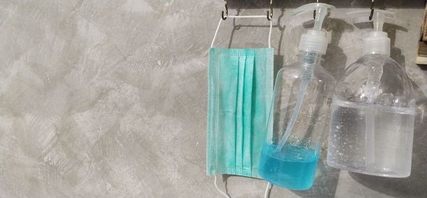 Close-up of glass bottle on table