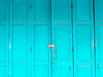 Full frame shot of closed blue door