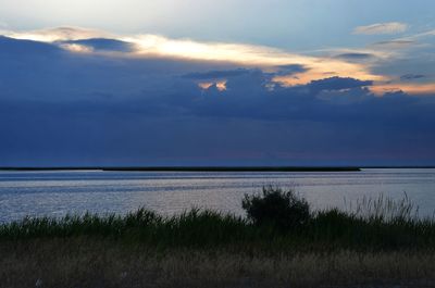 Scenic view of lake against sky