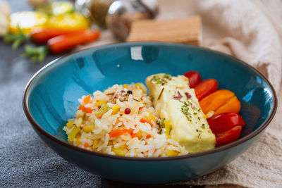 Close-up of fruit salad in bowl