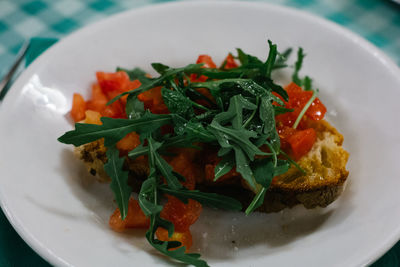 High angle view of meal served in plate