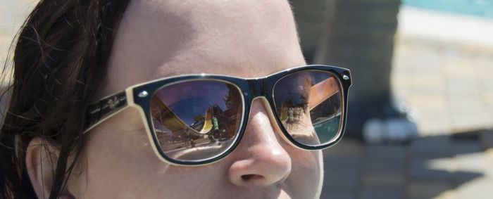 Close-up of man wearing sunglasses