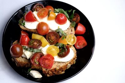 Close-up of breakfast served in plate