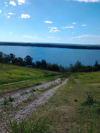 Scenic view of land against sky