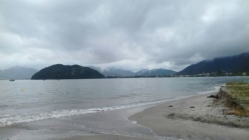 Scenic view of sea against cloudy sky