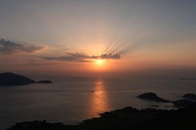 Scenic view of sea at sunset