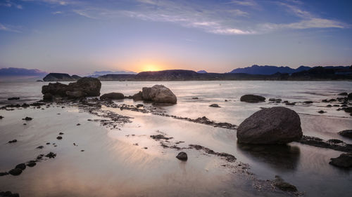 Scenic view of sea against sky during sunset