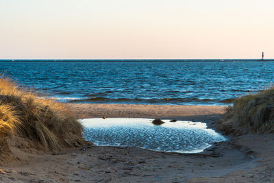 Scenic view of sea against clear sky