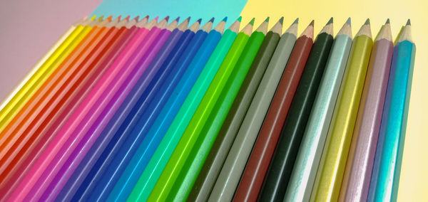 Close-up of multi colored pencils