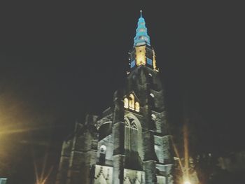 Low angle view of church against sky at night