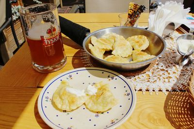 Close-up of food served in plate
