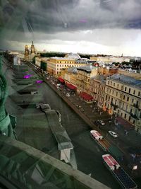 High angle view of cityscape against sky