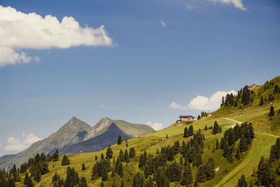 Panoramic view of landscape and mountains against sky