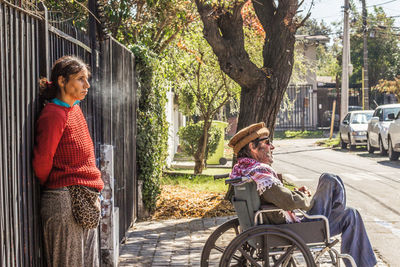Woman sitting in a cart