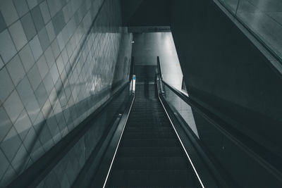 High angle view of escalator at subway station