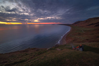 Scenic view of sea against sky during sunset