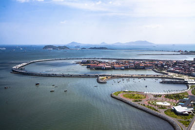 High angle view of city