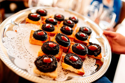 Close-up of dessert in plate on table