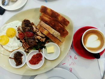 High angle view of meal served in plate