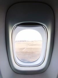 View of through airplane window