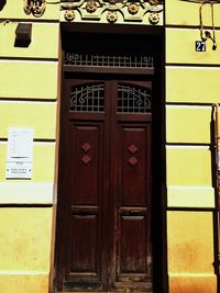 Closed door of house