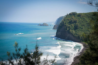 Scenic view of sea against clear sky