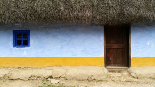 Closed door of house