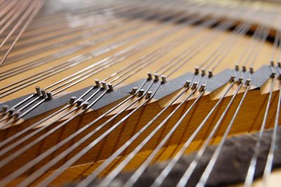 Close-up of piano strings