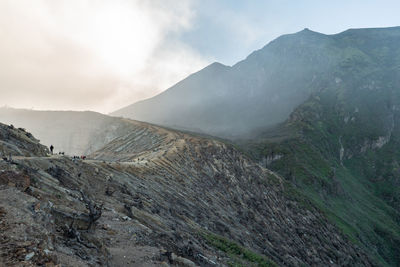 Scenic view of landscape and mountains against sky